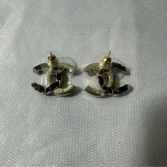 Chanel Gold and Black Pearl Earrings